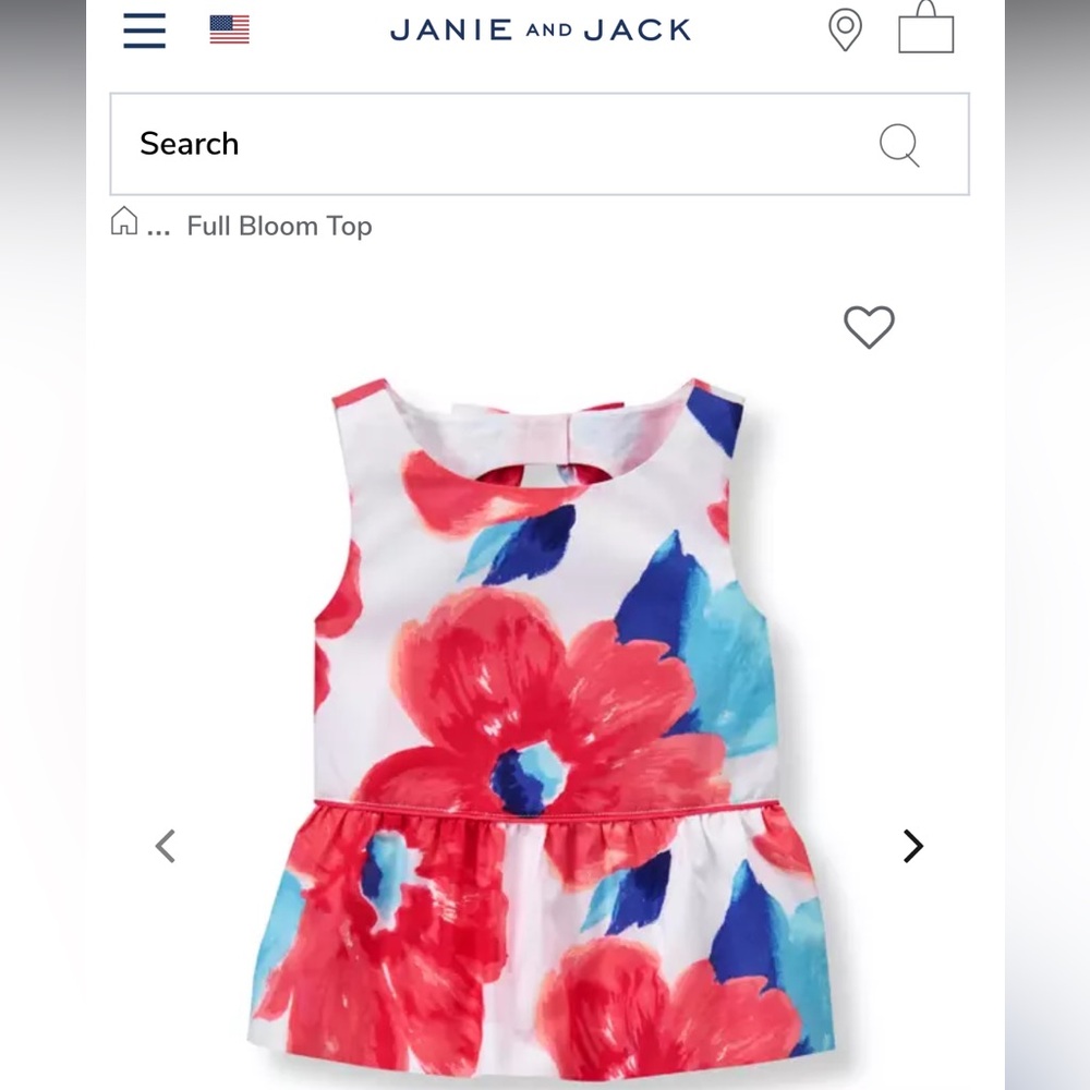 Janie & Jack Full Bloom Tank Top with open back size 8 EUC